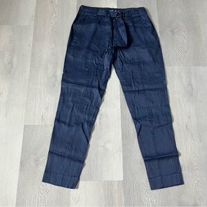 VINCE BLUE LINEN TROUSER PANTS ANKLE CROP PREPPY WOMENS 4